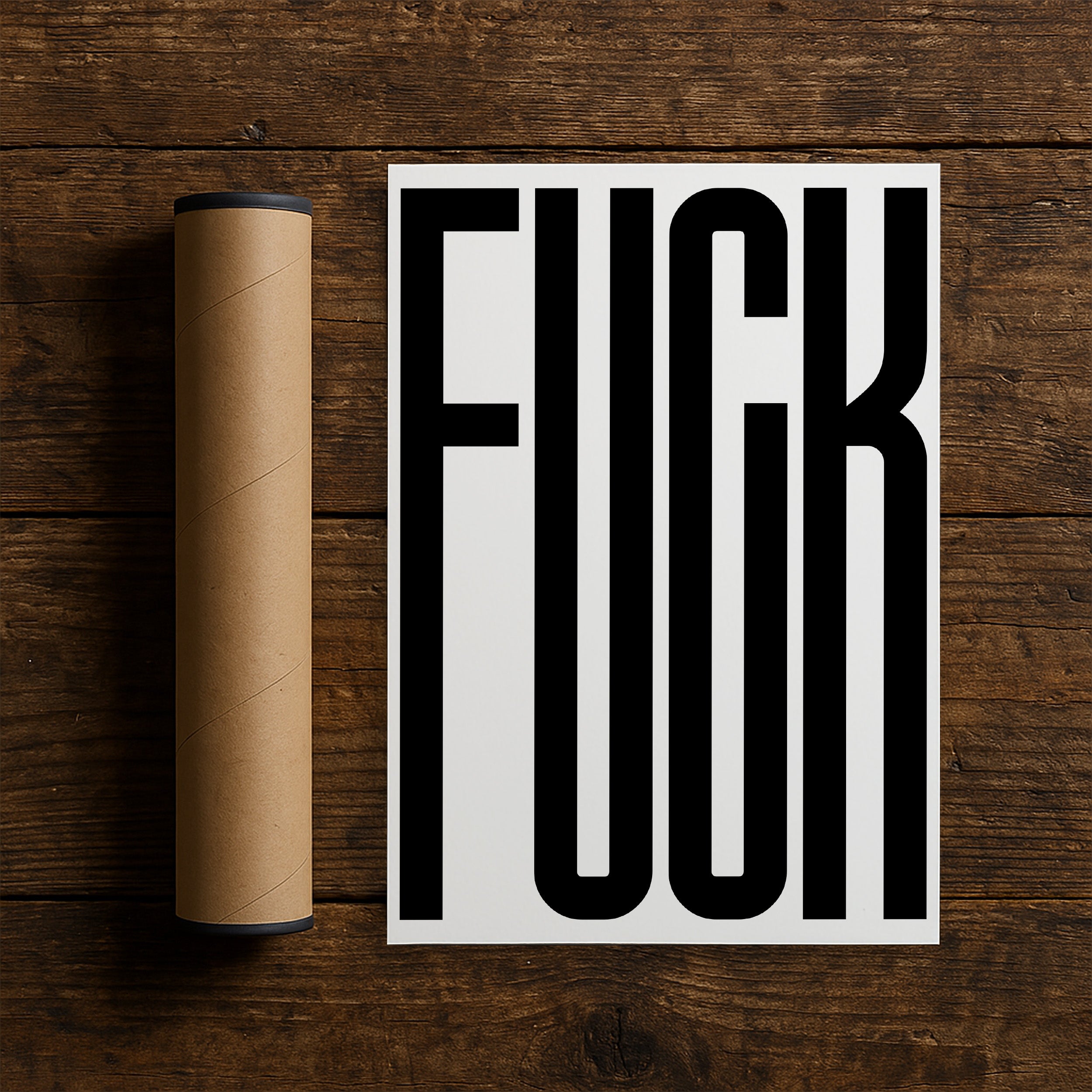 Fuck Black Text Art Print