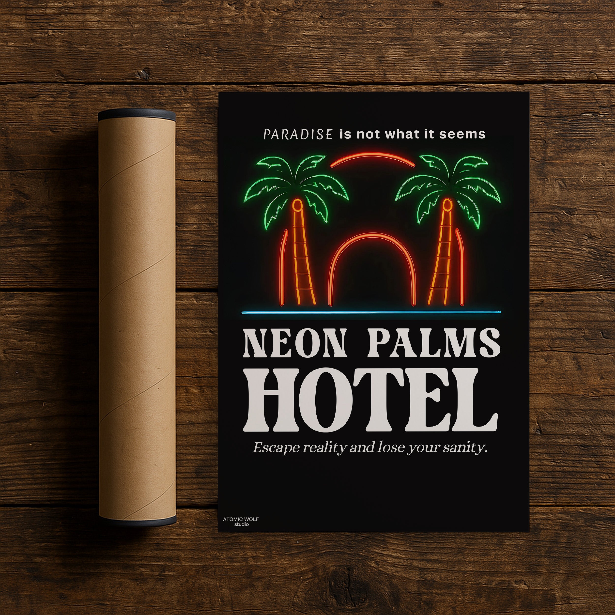 Neon Palms Hotel Art Print