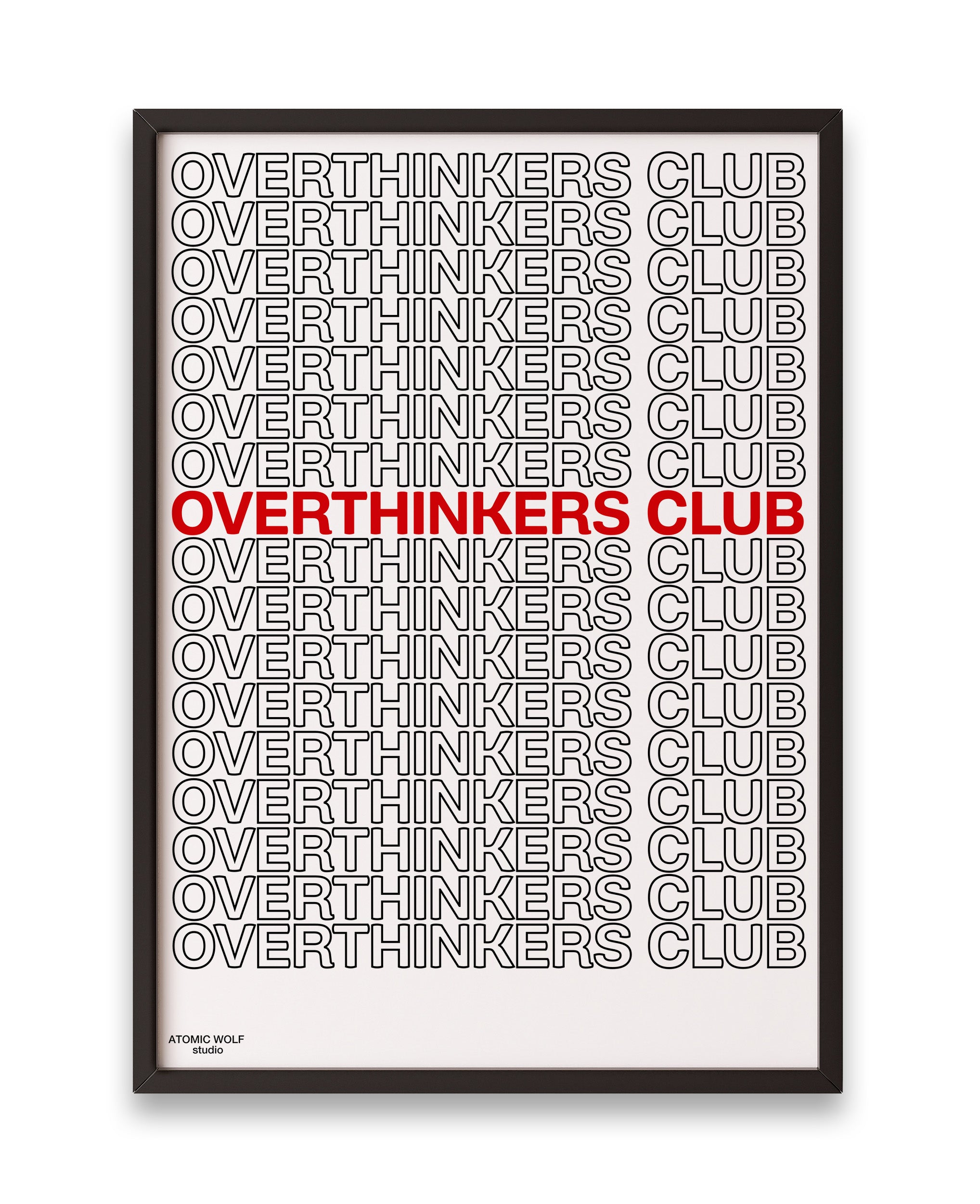 Overthinkers Club Red on White Art Print