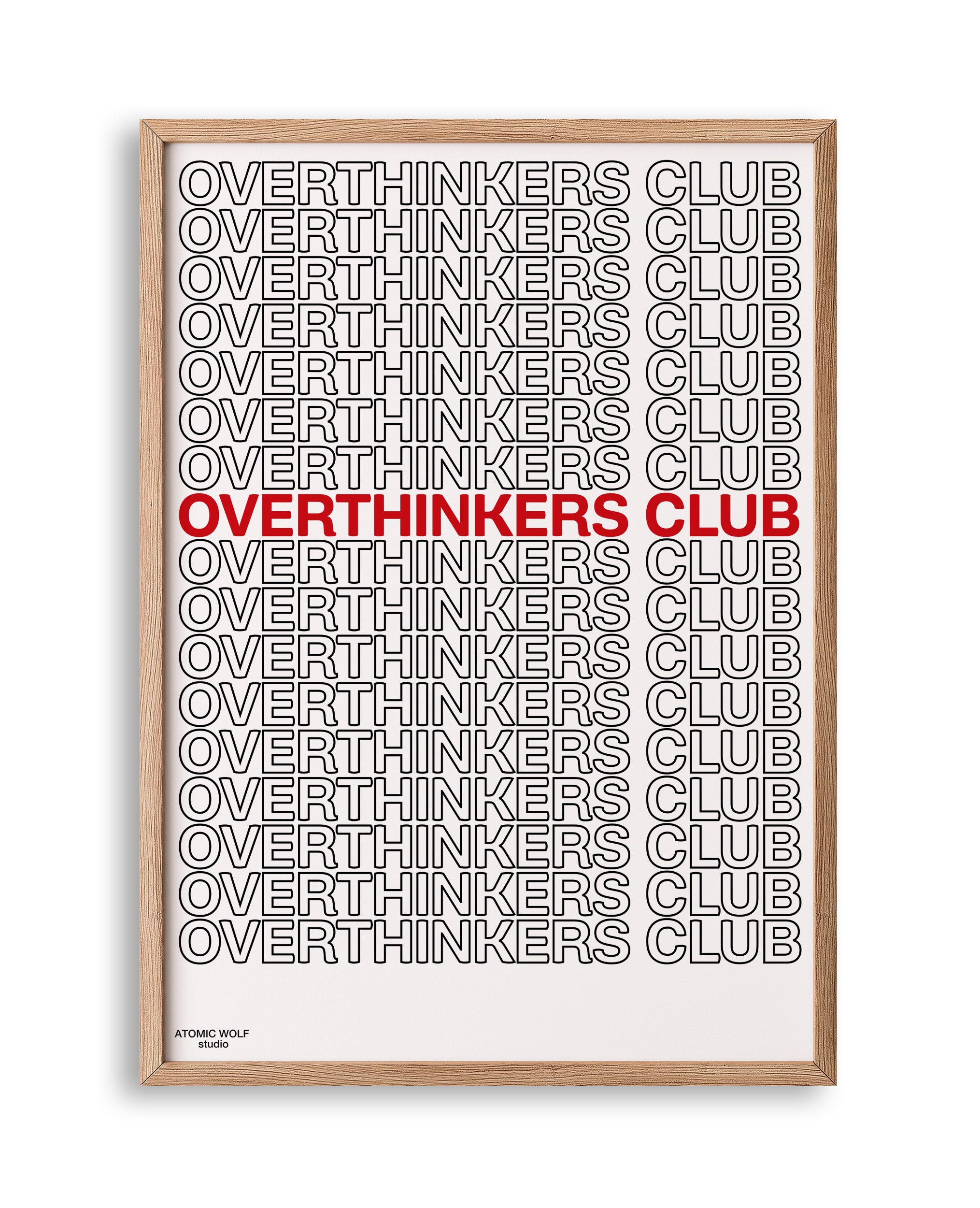 Overthinkers Club Red on White Art Print