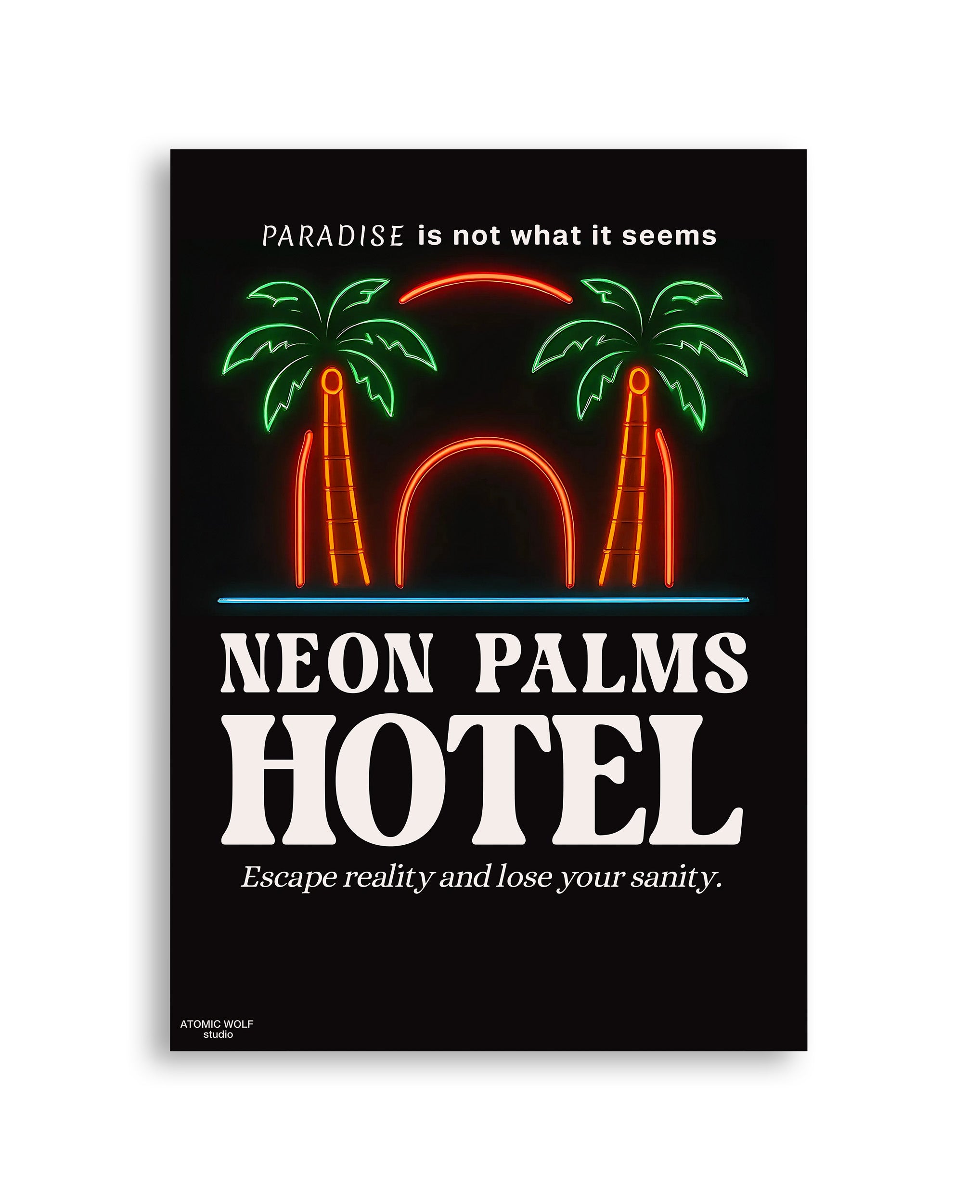 Neon Palms Hotel Art Print