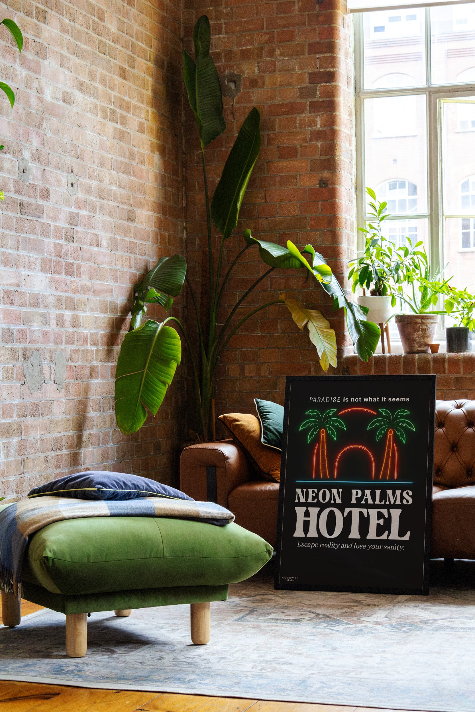 Neon Palms Hotel Art Print
