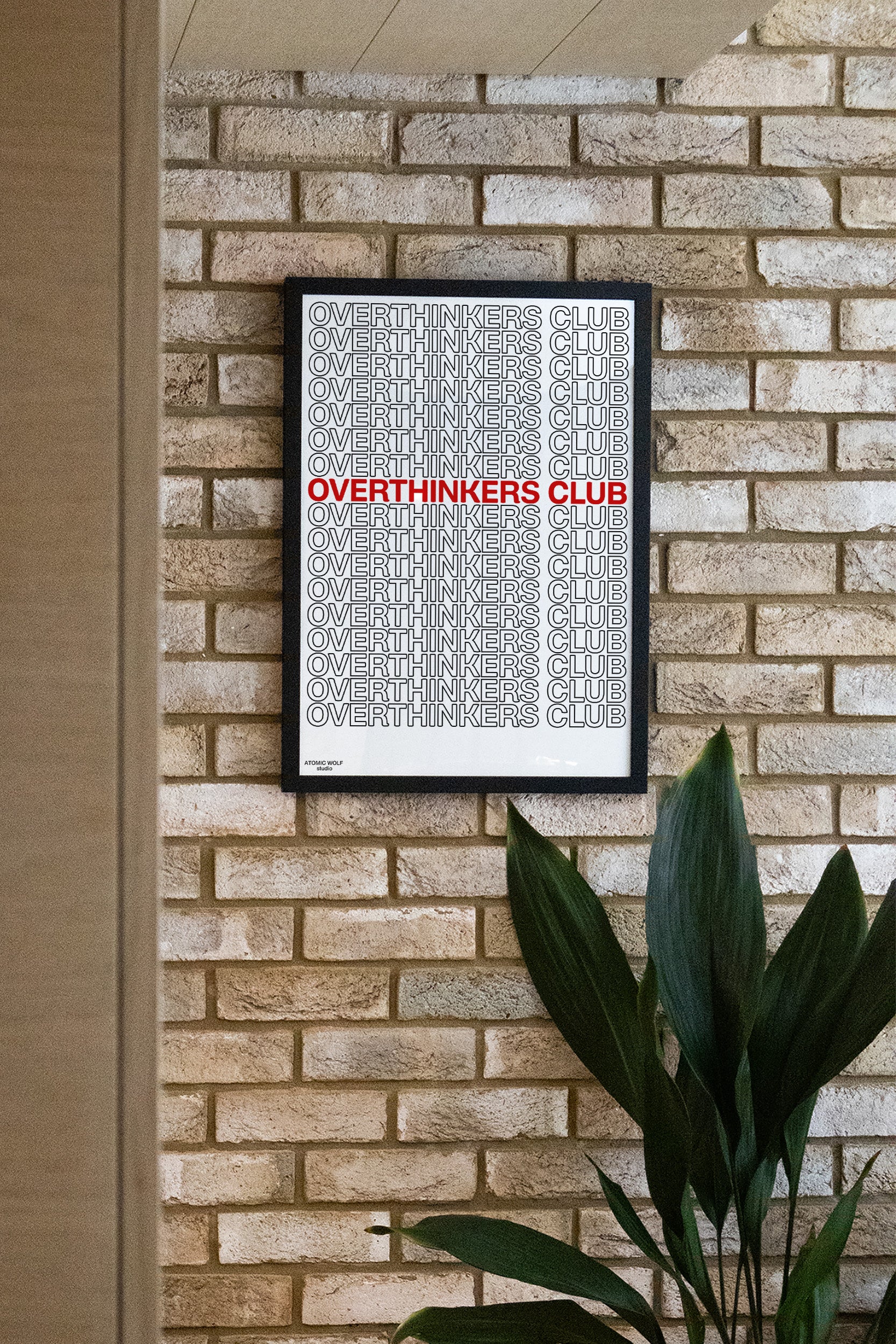 Overthinkers Club Red on White Art Print