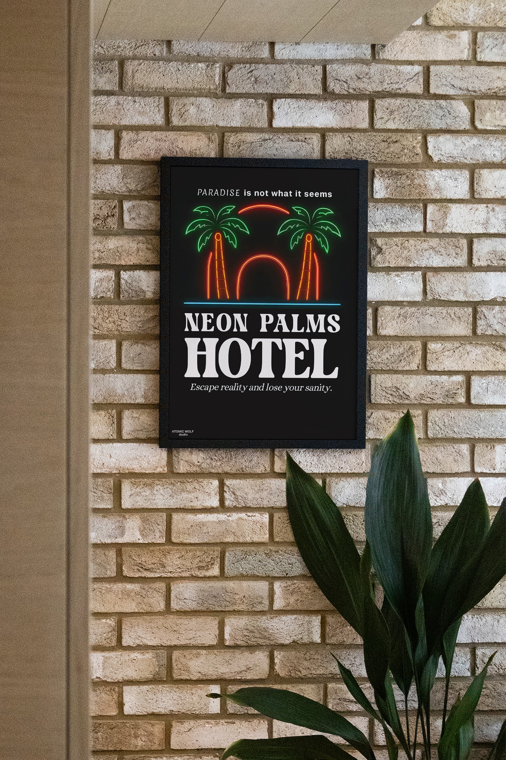 Neon Palms Hotel Art Print