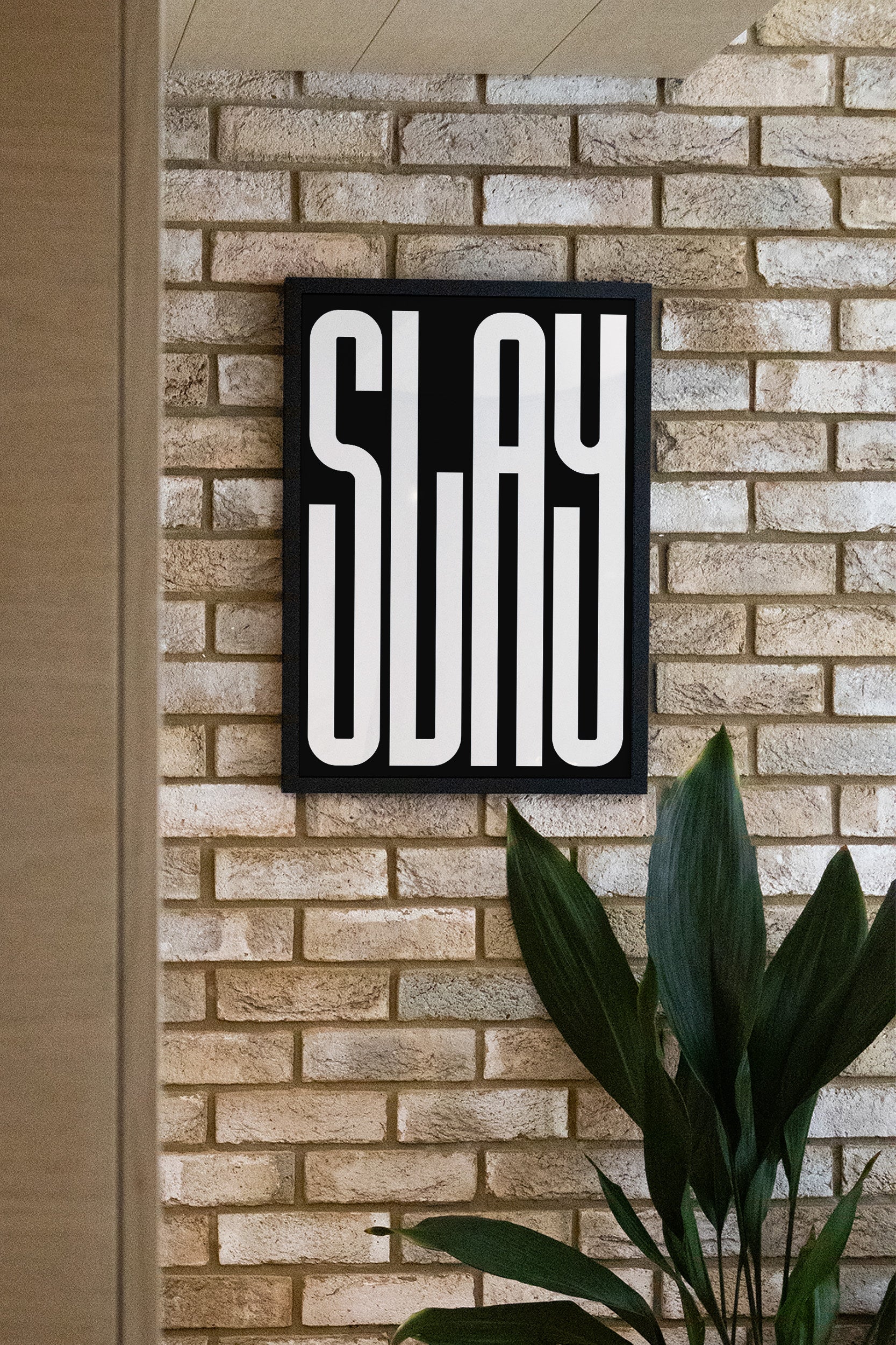 Slay White Text Art Print